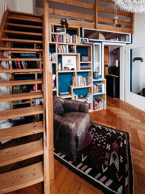 Library, Living room, Seating area, bunk bed