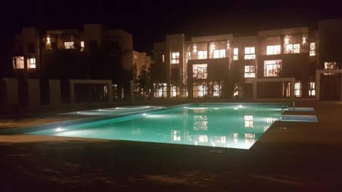 Property building, Night, Pool view, Swimming pool