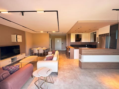 Communal lounge/ TV room, TV and multimedia, Kitchen or kitchenette, Living room, Seating area, Dining area, oven, stove