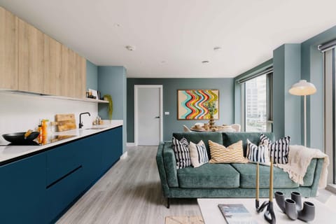 Kitchen or kitchenette, Living room, Seating area
