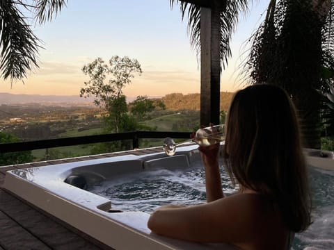 Natural landscape, Hot Tub, Mountain view, Sunset