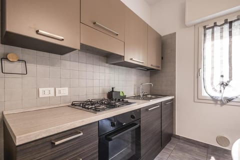Kitchen or kitchenette, stove