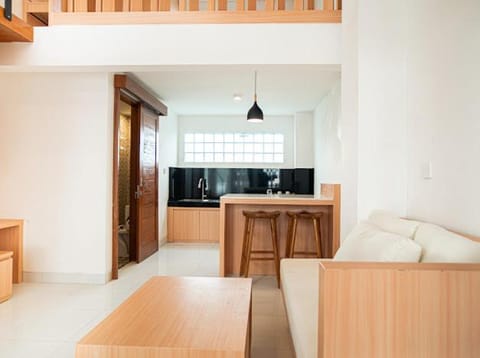 Kitchen or kitchenette, Living room, Seating area