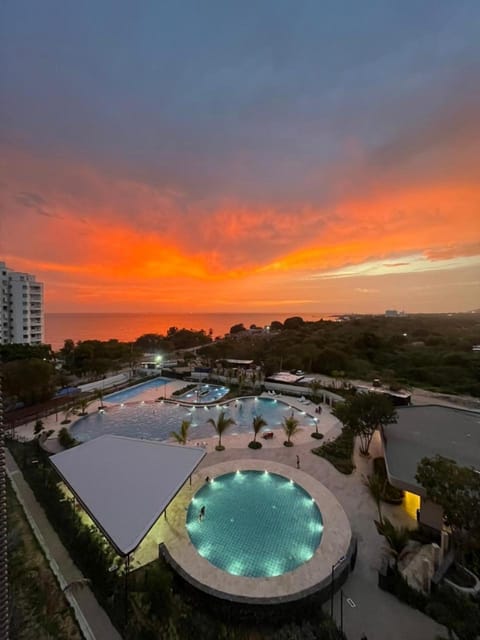 Natural landscape, Bird's eye view, Landmark view, Swimming pool, Sunset