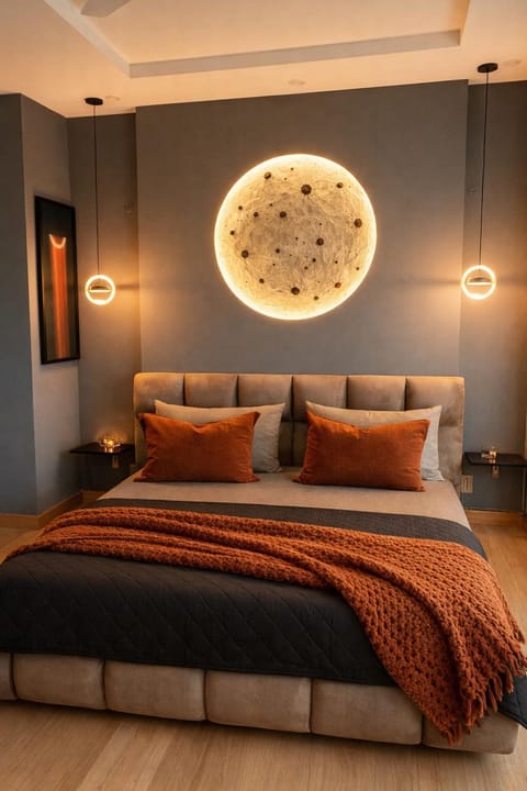 Bed, Living room, Photo of the whole room, Seating area, Bedroom