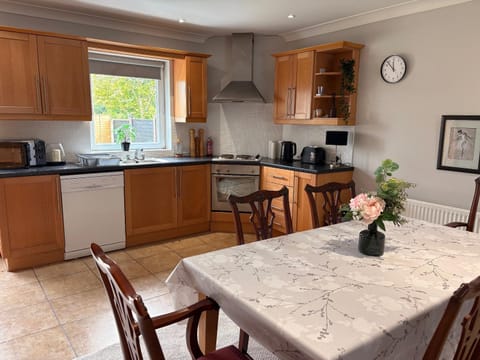 Kitchen or kitchenette, dishwasher, stove, toaster