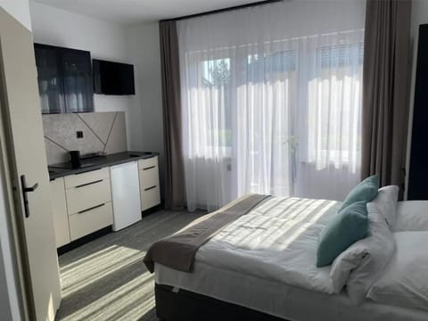 Bed, TV and multimedia, Kitchen or kitchenette, Photo of the whole room, Bedroom, towels