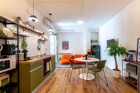 Living room, kitchen