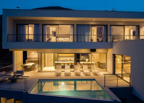 Property building, Night, Balcony/Terrace, Swimming pool