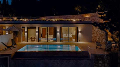Night, Pool view, Swimming pool