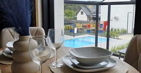 Living room, Pool view, Swimming pool