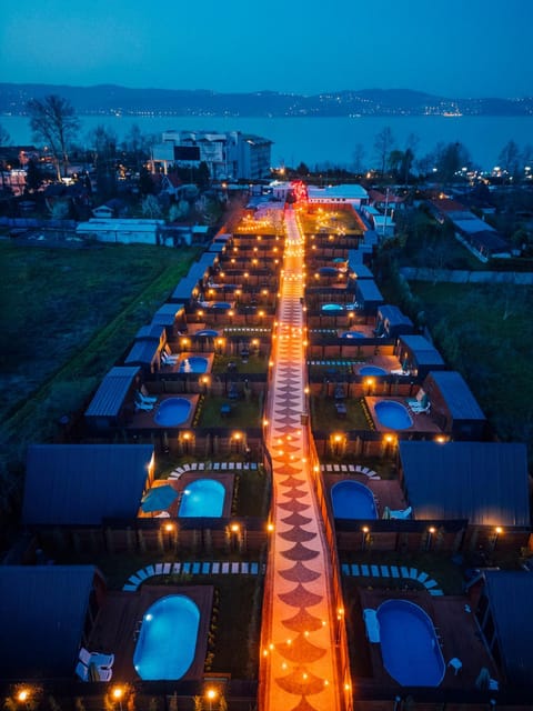 Night, Bird's eye view, Swimming pool, Location