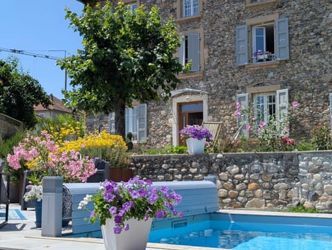 Property building, Patio, Day, Garden, Garden view, Pool view, Swimming pool, sunbed