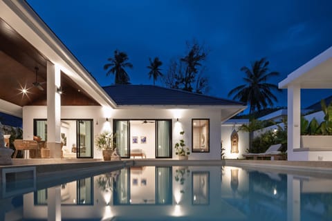 Property building, Night, Pool view, Swimming pool