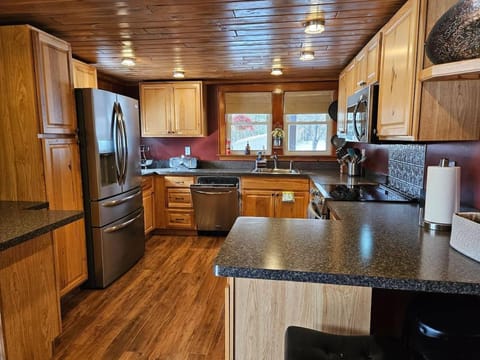 Kitchen or kitchenette, dishwasher, stove, toaster