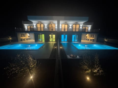 Property building, Night, Pool view, Swimming pool