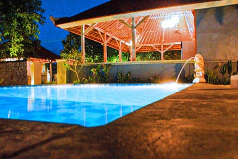 Property building, Night, Pool view, Swimming pool