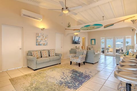 Seating area, fireplace, air conditioner