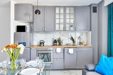 Coffee/tea facilities, Kitchen or kitchenette, dishwasher, oven