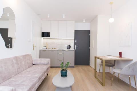 Kitchen or kitchenette, Living room, Seating area, Dining area