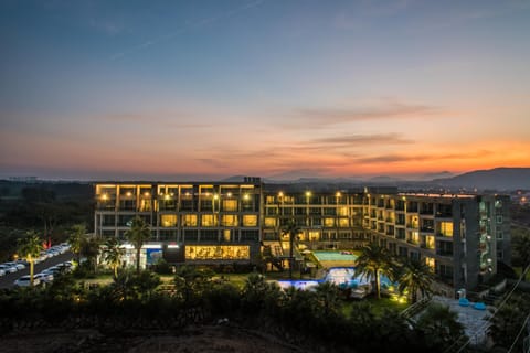 Property building, Facade/entrance, Bird's eye view, Sunset