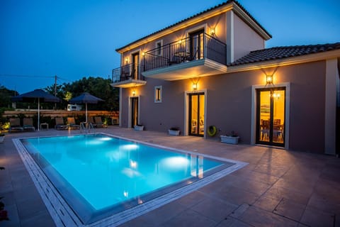 Patio, Night, Pool view, Swimming pool, Swimming pool, sunbed