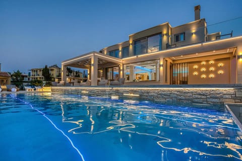 Property building, Night, Pool view, Swimming pool