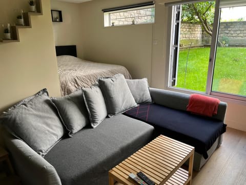 Living room, Seating area, Garden view