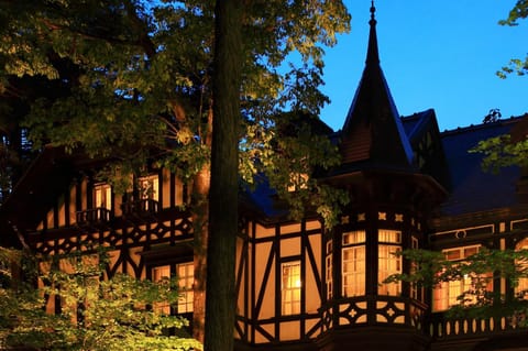 Property building, Night, Garden