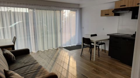 Kitchen or kitchenette, stove