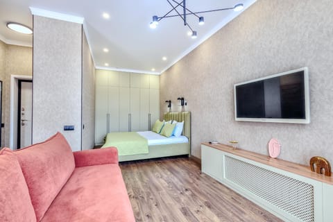 Communal lounge/ TV room, Bed, TV and multimedia, Living room, Photo of the whole room, Seating area, Bedroom