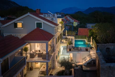 Property building, Night, Pool view, Swimming pool