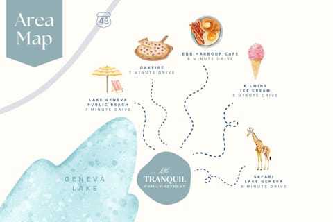 Tranquil Family Retreat - for 10 House in Lake Geneva