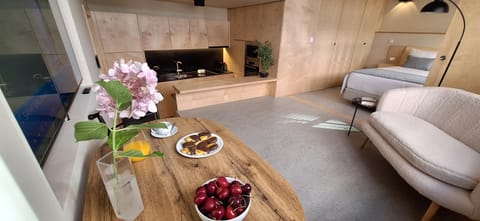 Kitchen or kitchenette, Living room, Dining area, Bedroom