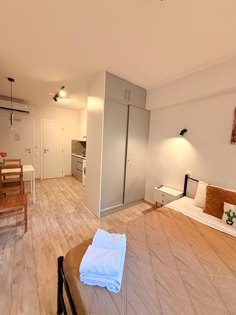 Bed, Photo of the whole room, Bedroom, towels, wardrobe