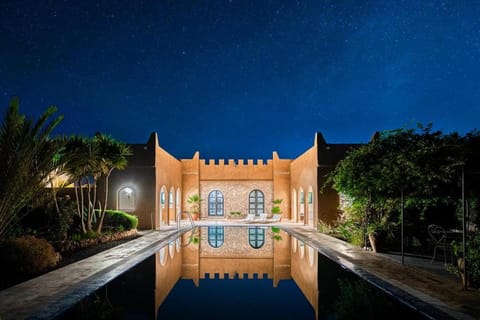 Property building, Night, Pool view, Swimming pool