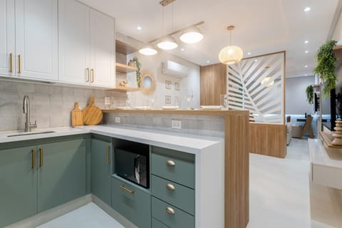 Kitchen or kitchenette, stove
