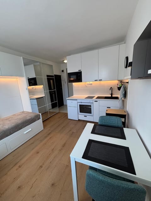 Kitchen or kitchenette, Dining area, Bedroom, oven, stove