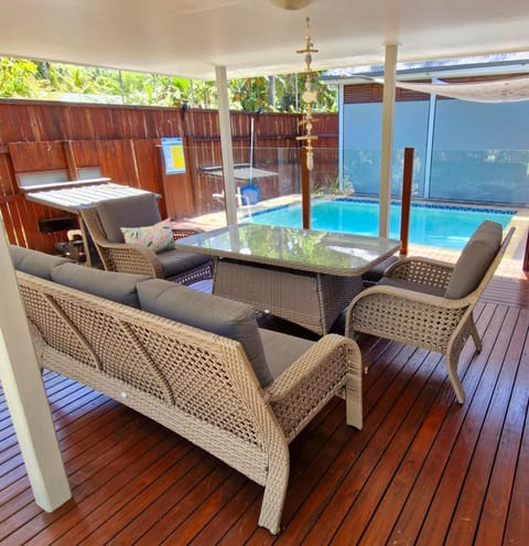Patio, Seating area, Pool view, children, young children, Family