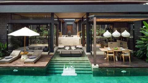 Property building, Seating area, Pool view, Swimming pool, sunbed