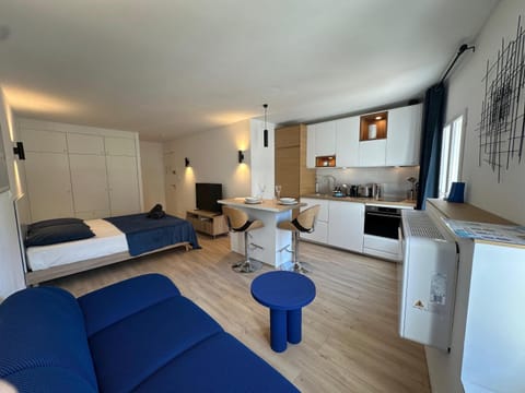 Bed, TV and multimedia, Kitchen or kitchenette, Living room, Photo of the whole room, Seating area, Dining area, Bedroom