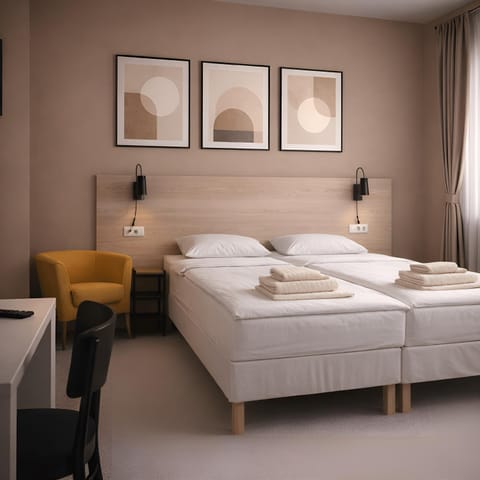 Bed, Photo of the whole room, Bedroom, towels