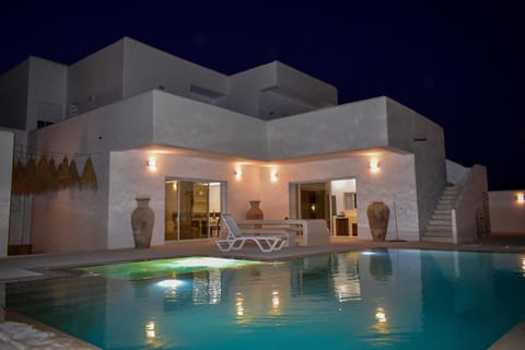 Property building, Night, Swimming pool