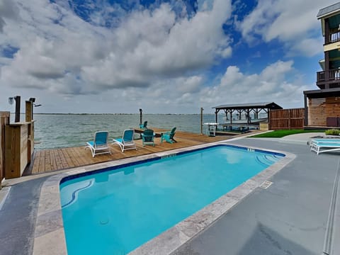 Patio, Garden, Seating area, Pool view, River view, Swimming pool