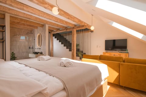 Bed, Living room, Photo of the whole room, Seating area, Bedroom