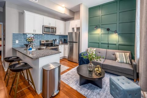 Kitchen or kitchenette, Living room, Seating area, Dining area, oven, stove