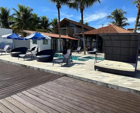 Swimming pool, sunbed