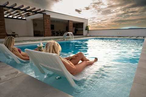 Natural landscape, Pool view, Sunset, sunbed