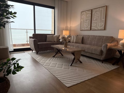 Living room, Seating area, Beach, Sea view