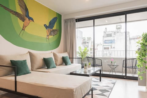 Bed, View (from property/room), Living room, Seating area